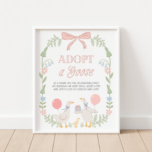 Poster Adote um Sinal de Decoração de Aniversário de Gans