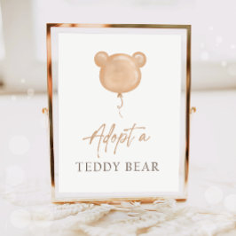 Poster Adote um Urso de Pelúcia Balão Boho Adoção Anivers