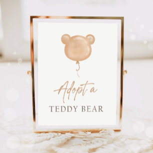 Poster Adote um Urso de Pelúcia Balão Boho Adoção Anivers