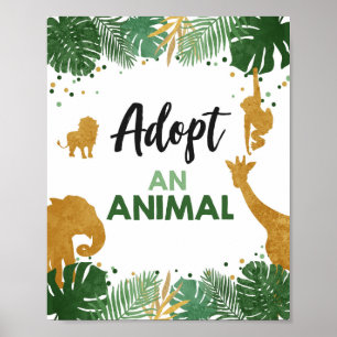 Poster Adote uma festa de aniversário selvagem animal do
