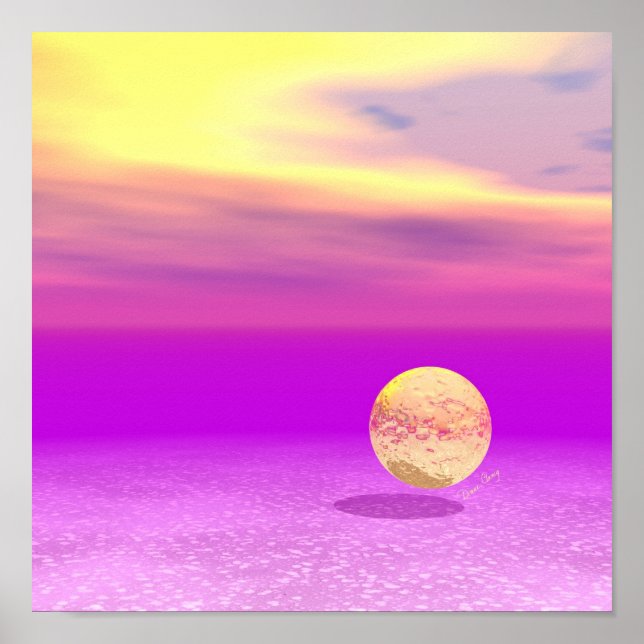 Póster Adrift, Oceano Violeta Abstrato Dourado (Frente)