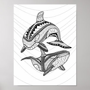 Poster adulto da coloração de duas orcas