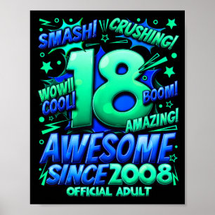 Poster Adulto de 18 anos para meninos Aniversário de 18 a