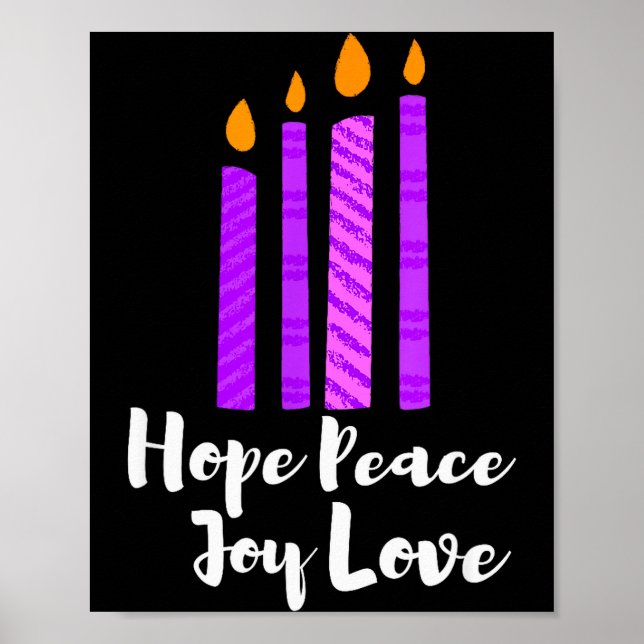 Poster Advent Evergreen Wreath Candles Hope Peace Joy Lov (Frente)