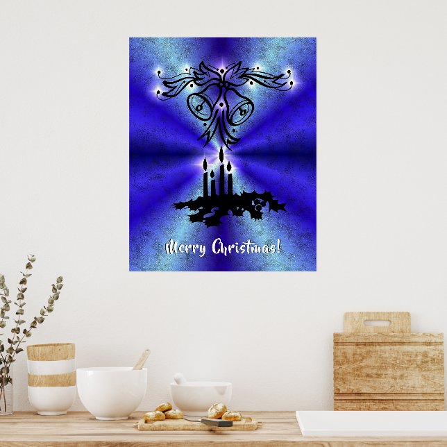 Poster Advento, Artdeco de Natal no Arco Verde Azul (Cozinha)