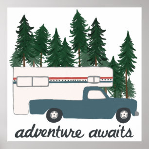 Poster Adventure Aguarda Camping Camper Art