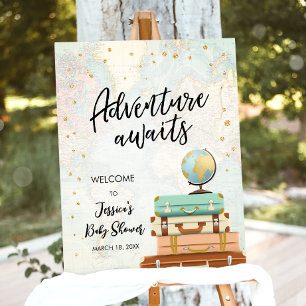 Poster Adventure aguarda Chá de fraldas Confetti Viagem D