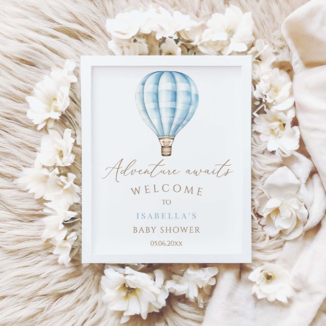 Poster Adventure aguarda Chá de fraldas de balão de ar qu (Criador carregado)