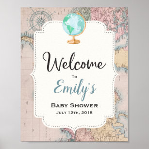 Poster Adventure Begins Baby Shower Welcome Sign