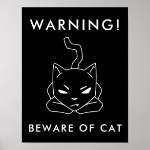 Poster Advertência Engraçado   Cuidado com o gato zangado