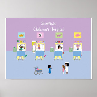 Póster Advertência para crianças no hospital personalizáv
