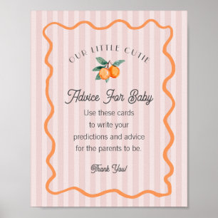 Poster Advertência para o bebê de Chá de citros, cor-de-r