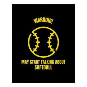 Póster Advertência pode começar a falar sobre softball