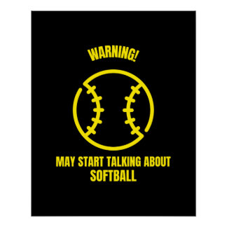 Póster Advertência pode começar a falar sobre softball en
