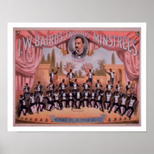 Póster Advertisement for 'I.W. Bairn's Famous Minstrels'