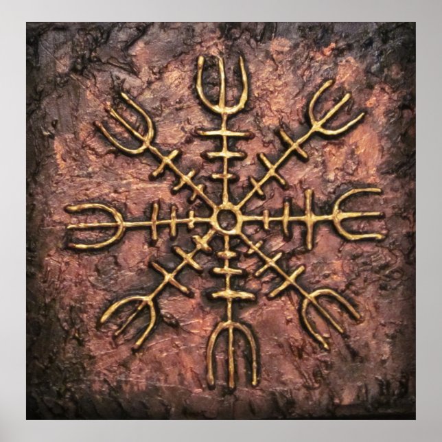 Póster AEgishjálmr - Helma Viking da Proteção Norse Awe (Frente)