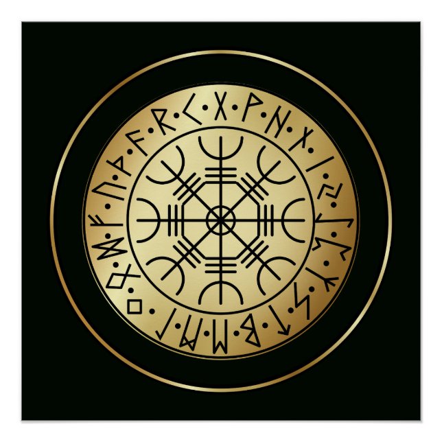 Póster AEgishjálmr - Helma Viking da Proteção Norse Awe (Frente)