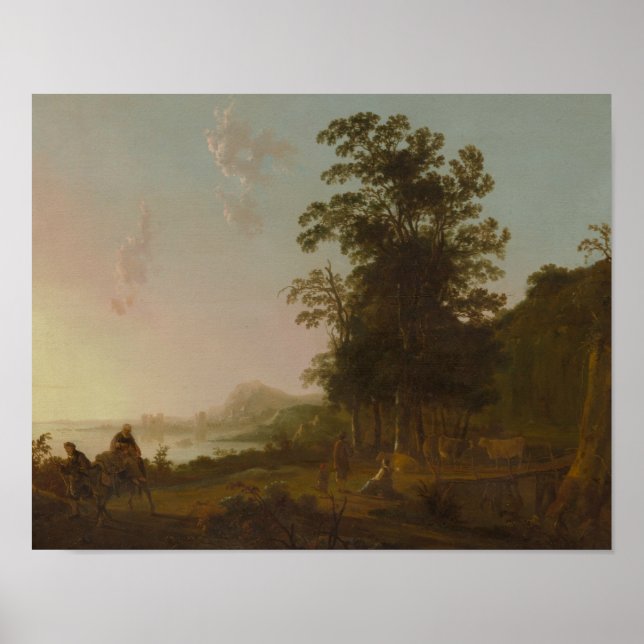 Poster Aelbert Cuyp - Paisagem com o voo para o Egito (Frente)
