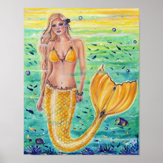 Poster Aelia Yellow Mermaid art Por Renee L. Lavoie (Frente)