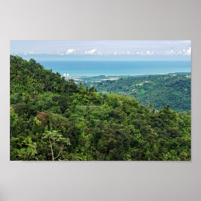 Poster Aéreo de Porto Rico costeiro em el yunque (Frente)