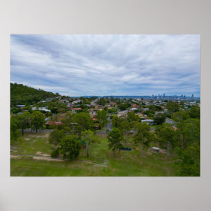 Poster Aerial View Bill Hewitt Reserve Brisbane Skyline