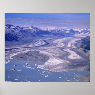 Póster Aerial view Lowell Glacier, Kluane National