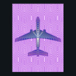 Poster Aeronave Art Deco, Cinzas violeta roxa e prata<br><div class="desc">Impressão em uma Arte Deco inspirou o conceito de um plano futurista,  em um gradiente de lilás ao roxo violeta profundo,  com bandas de cinza/cinza prateada,  em um lilac pastel e orquídea,  fundo Deco</div>