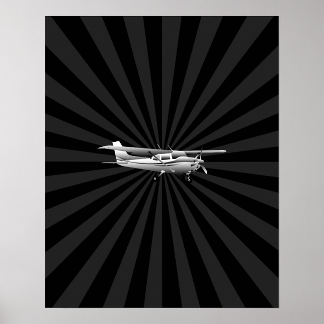 Póster Aeronave Cessna Silhouette Voando Black Burst (Frente)