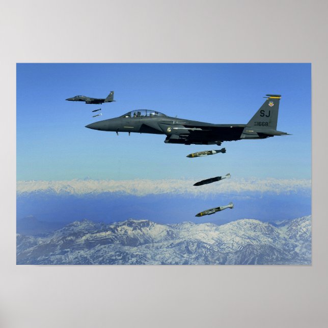 Poster Aeronave da Força Aérea dos EUA F-15E Strike Eagle (Frente)