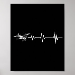 Poster Aeronave Prop Retro Linha Pulso Avião Batimento Ca
