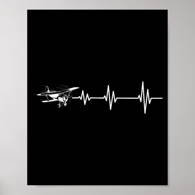 Poster Aeronave Prop Retro Linha Pulso Avião Batimento Ca (Frente)