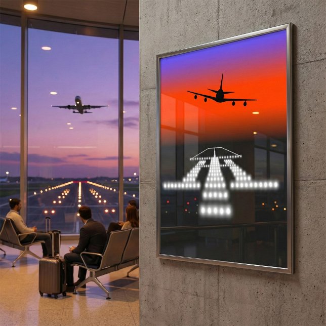 Poster Aeronave Sunset Airplane - Luzes de pista (Criador carregado)