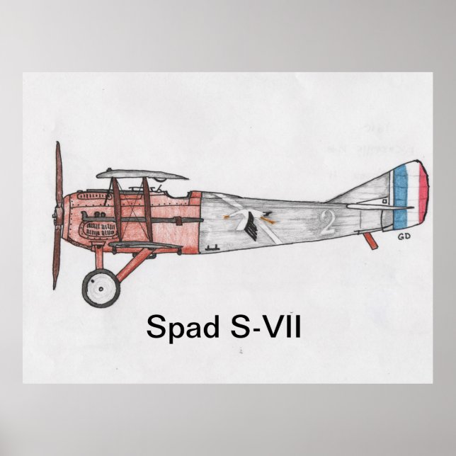 Poster Aeronave WW1 Spad S-VII (Frente)