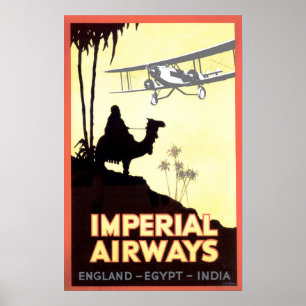 Poster AERONAVES IMPERIAIS VOam para Inglaterra Egito An