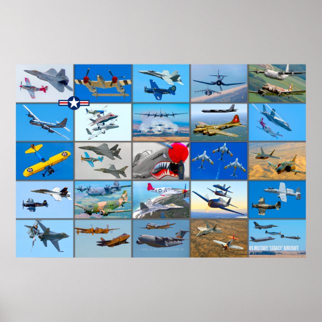 POSTER AERONAVES MILITARES DOS EUA "MONTAGE" (Frente)