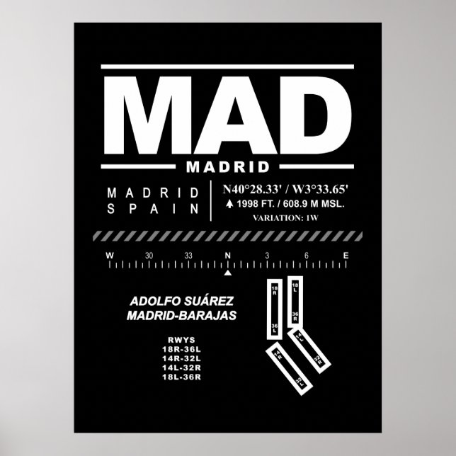Poster Aeroporto Adolfo Suárez Madrid-Barajas MAD (Frente)