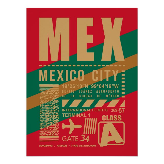 Póster Aeroporto da Cidade do México MEX (Frente)