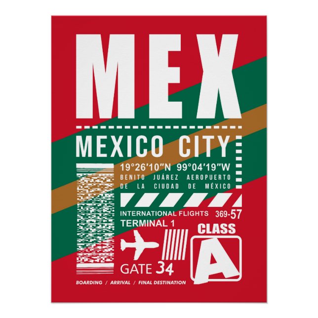Póster Aeroporto da Cidade do México MEX (Frente)