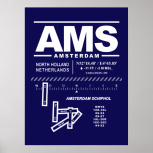 Poster Aeroporto de Amsterdã Schiphol AMS