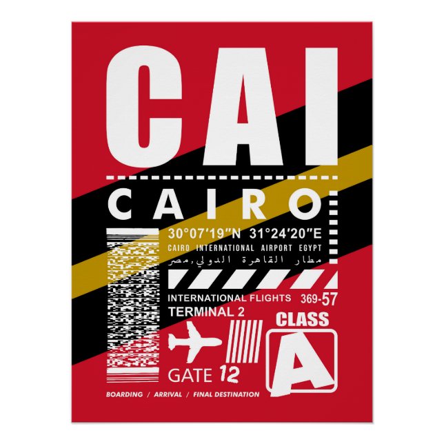 Póster Aeroporto de Cairo da CAI (Frente)