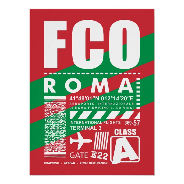 Póster Aeroporto de Roma FCO, (Frente)
