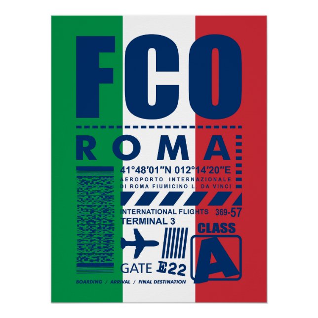 Póster Aeroporto de Roma FCO, (Frente)