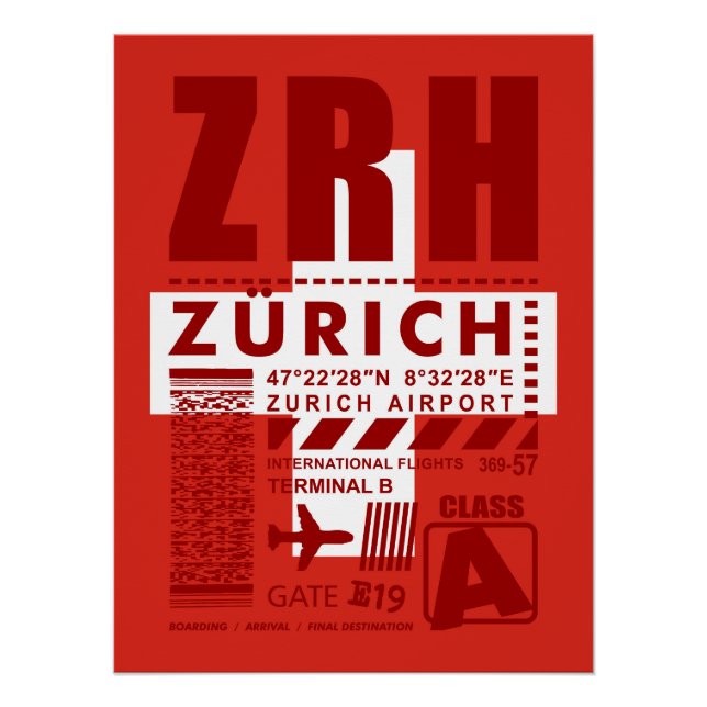 Póster Aeroporto de Zurique ZRH (Frente)