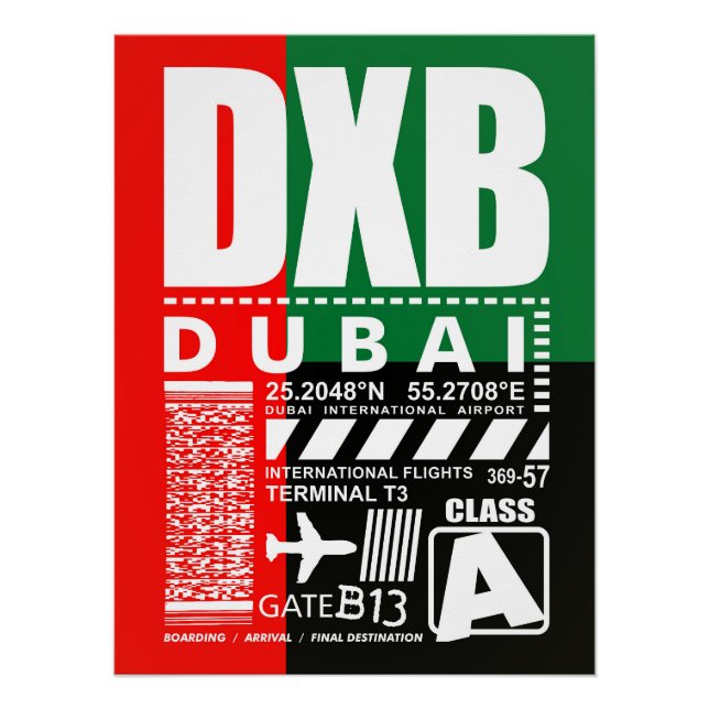 Póster Aeroporto DXB Dubai (Frente)