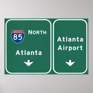 Poster Aeroporto I-85 N Geórgia de um estado a outro de