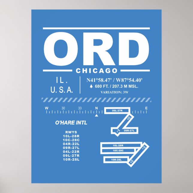 Poster Aeroporto Internacional de Chicago O'Hare ORD (Frente)