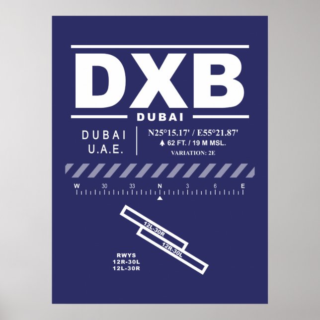 Poster Aeroporto Internacional de Dubai DXB (Frente)