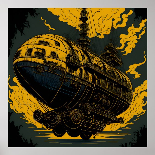 Poster Aeroporto Steampunk majestoso (Frente)