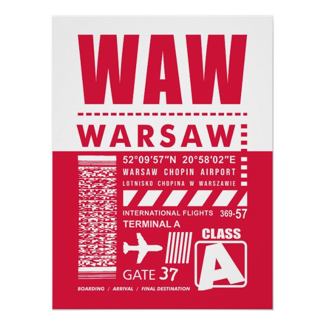 Póster Aeroporto WAW Varsóvia (Frente)