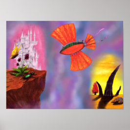 Póster aeróstato de arte voando através de dimensões de n